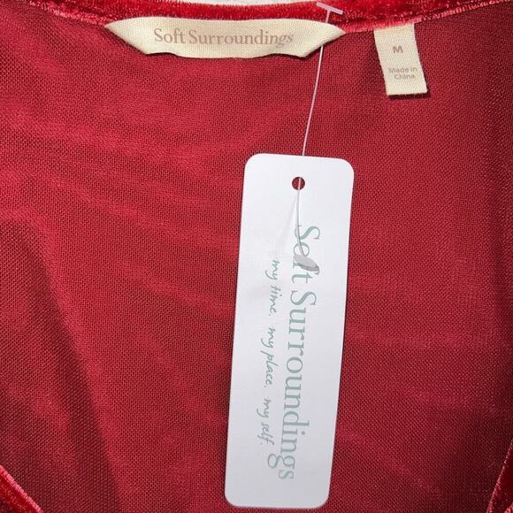 Soft Surroundings Velvet Hyannis Red Dress Surplice Holiday Skirt NWT Size M - Picture 7 of 11